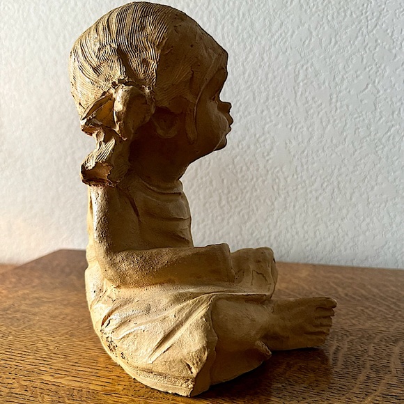1970 Authentic Dave Grossman 8.5" Tall Original Clay Sculpture of Little Girl - Picture 2 of 4